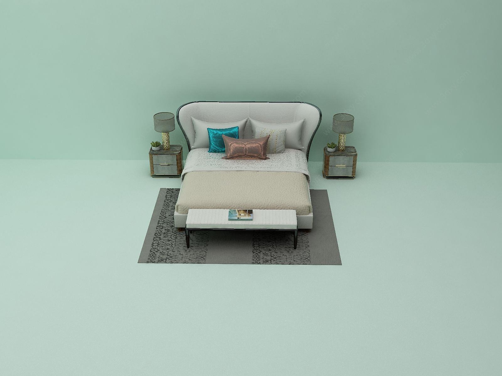 床欧式3D模型