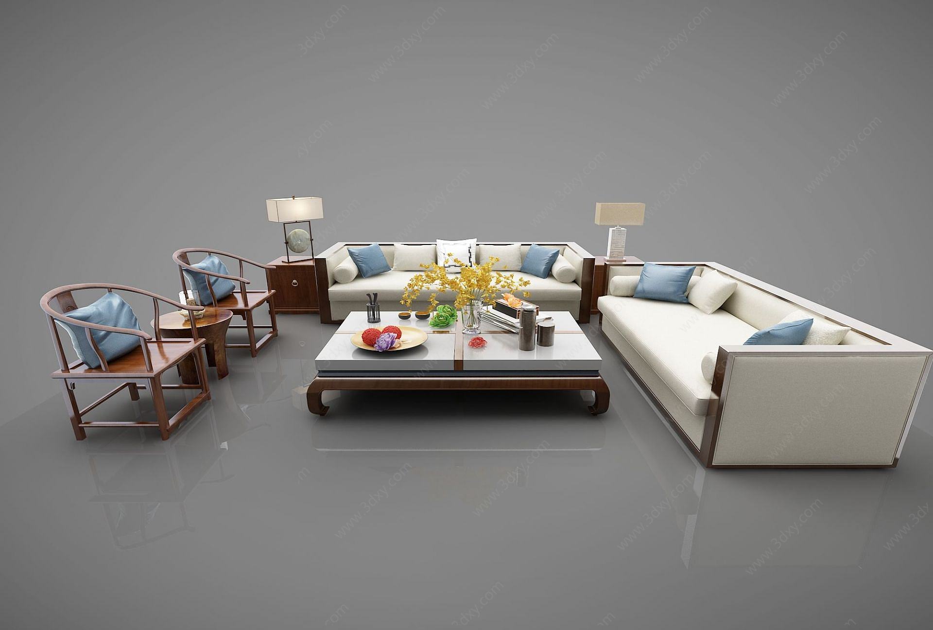 沙发新中式风格3D模型