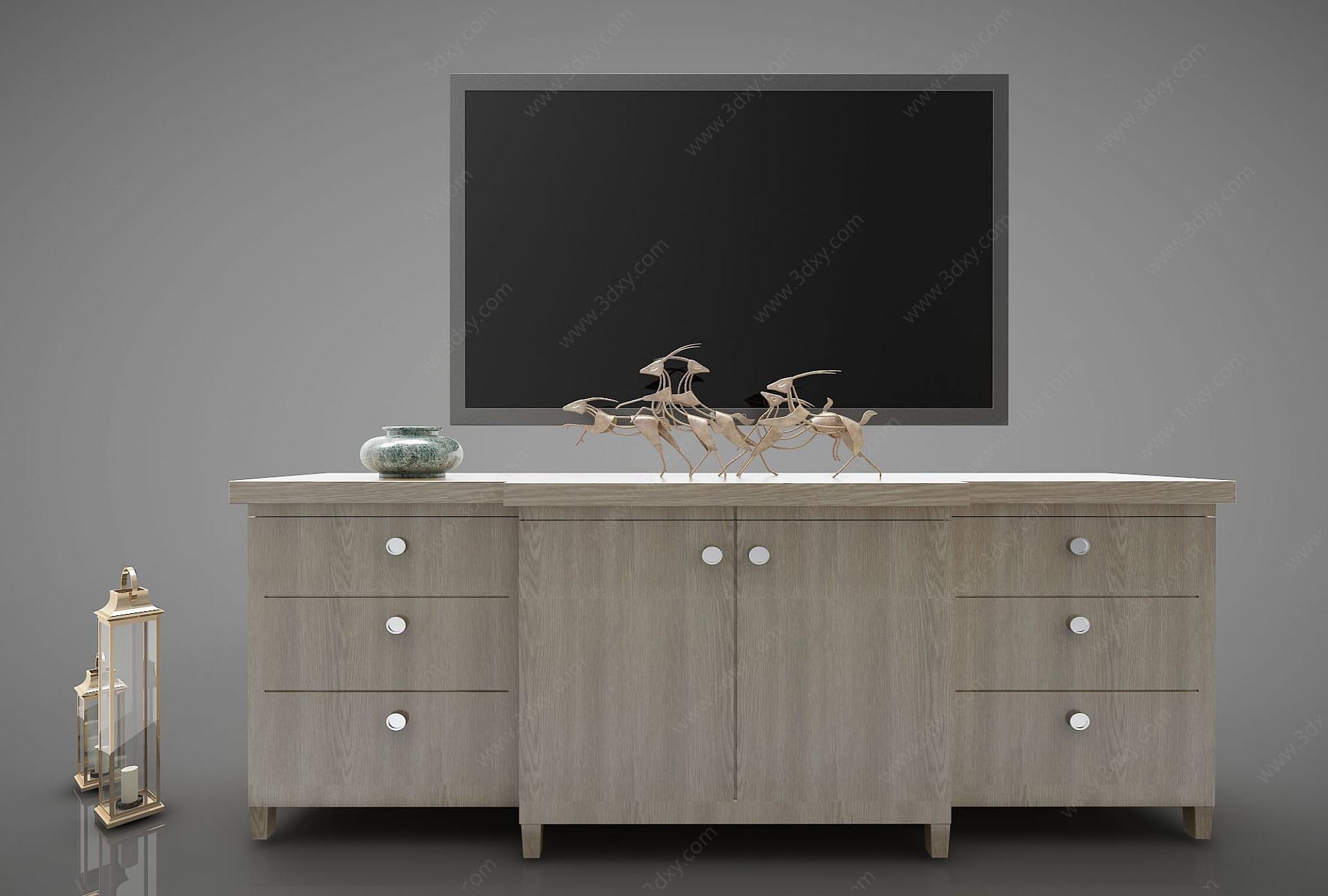 电视柜实木柜3D模型