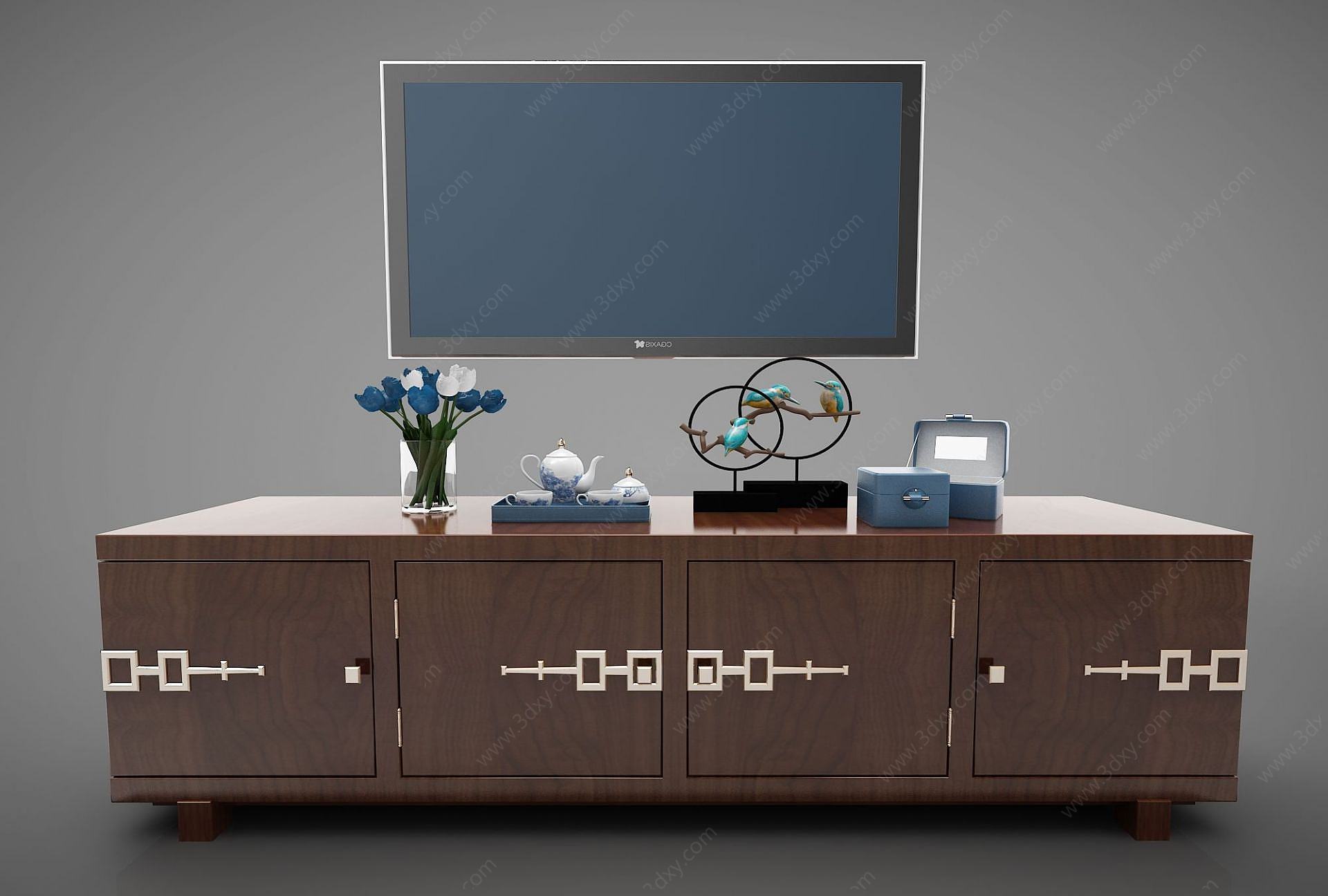 电视柜实木3D模型