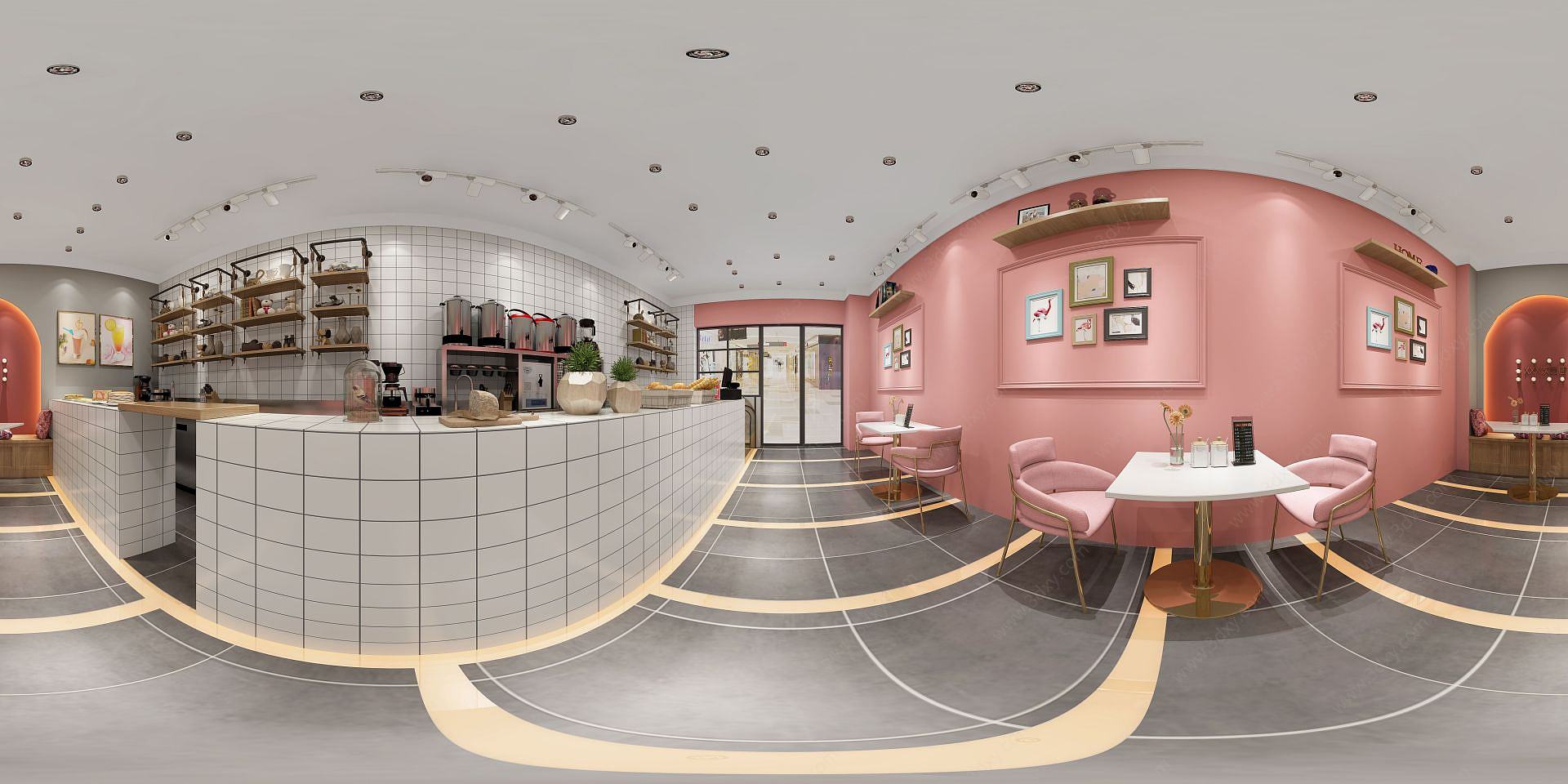 面包咖啡奶茶店全景3D模型