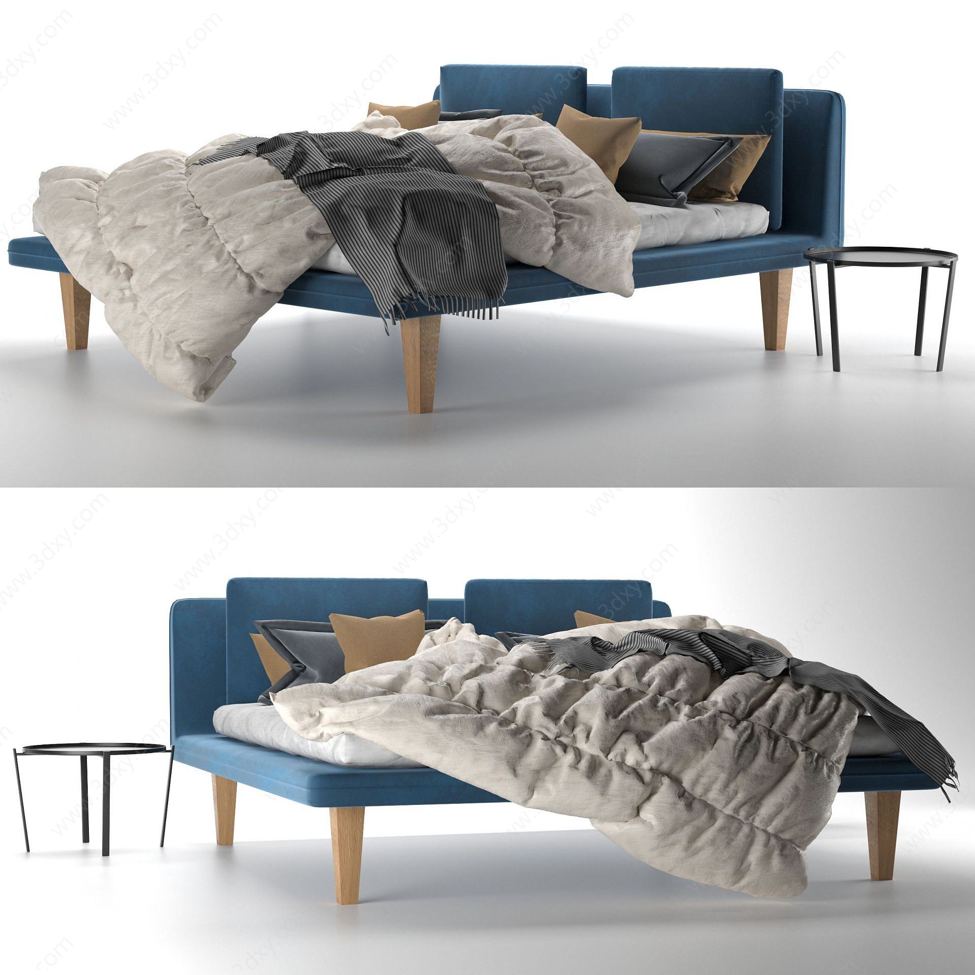 北欧简约双人床3D模型