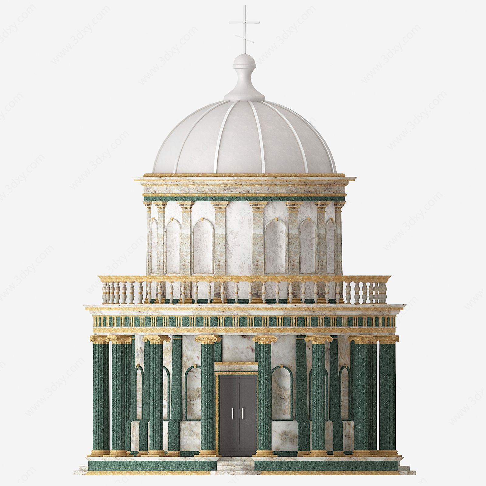 美式教堂建筑3D模型