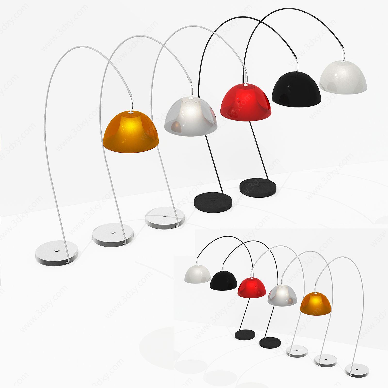 现代半圆灯罩台灯3D模型