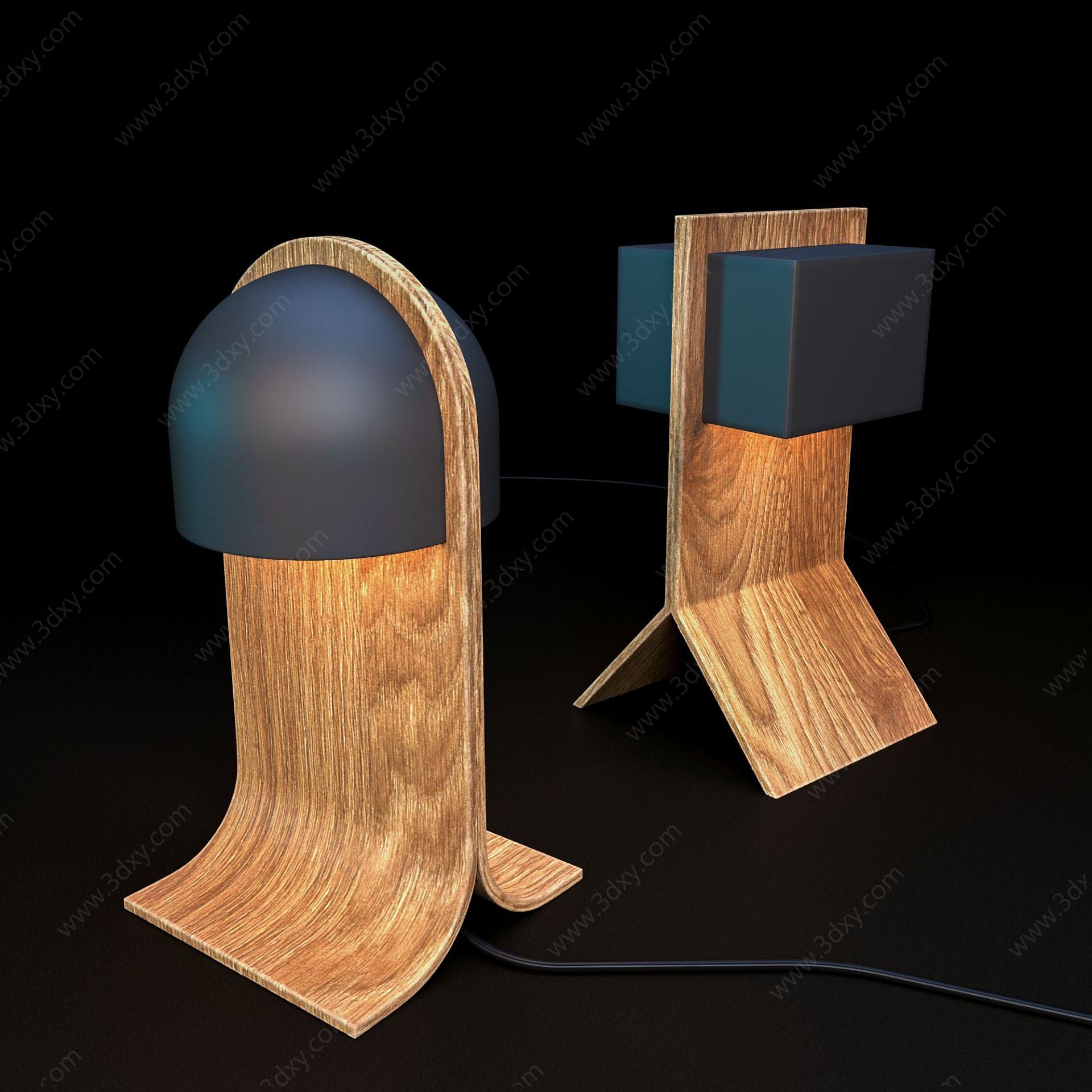 现代木台灯3D模型