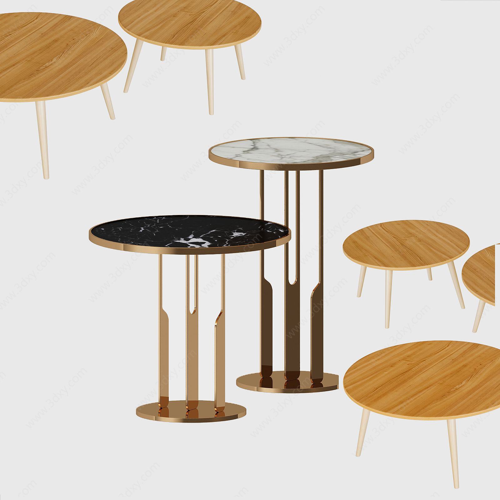现代小圆桌咖啡桌3D模型