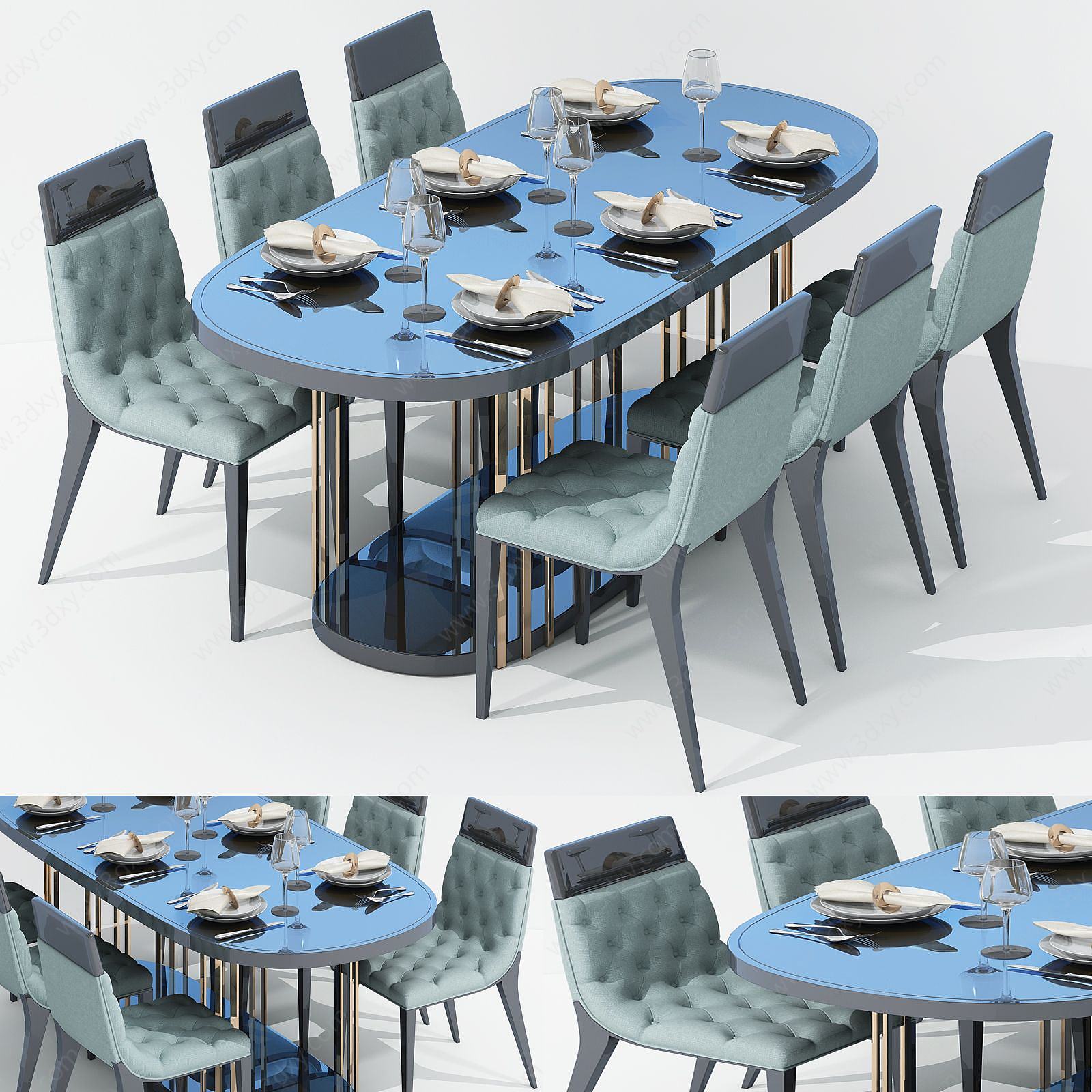 现代休闲餐桌椅面包椅3D模型