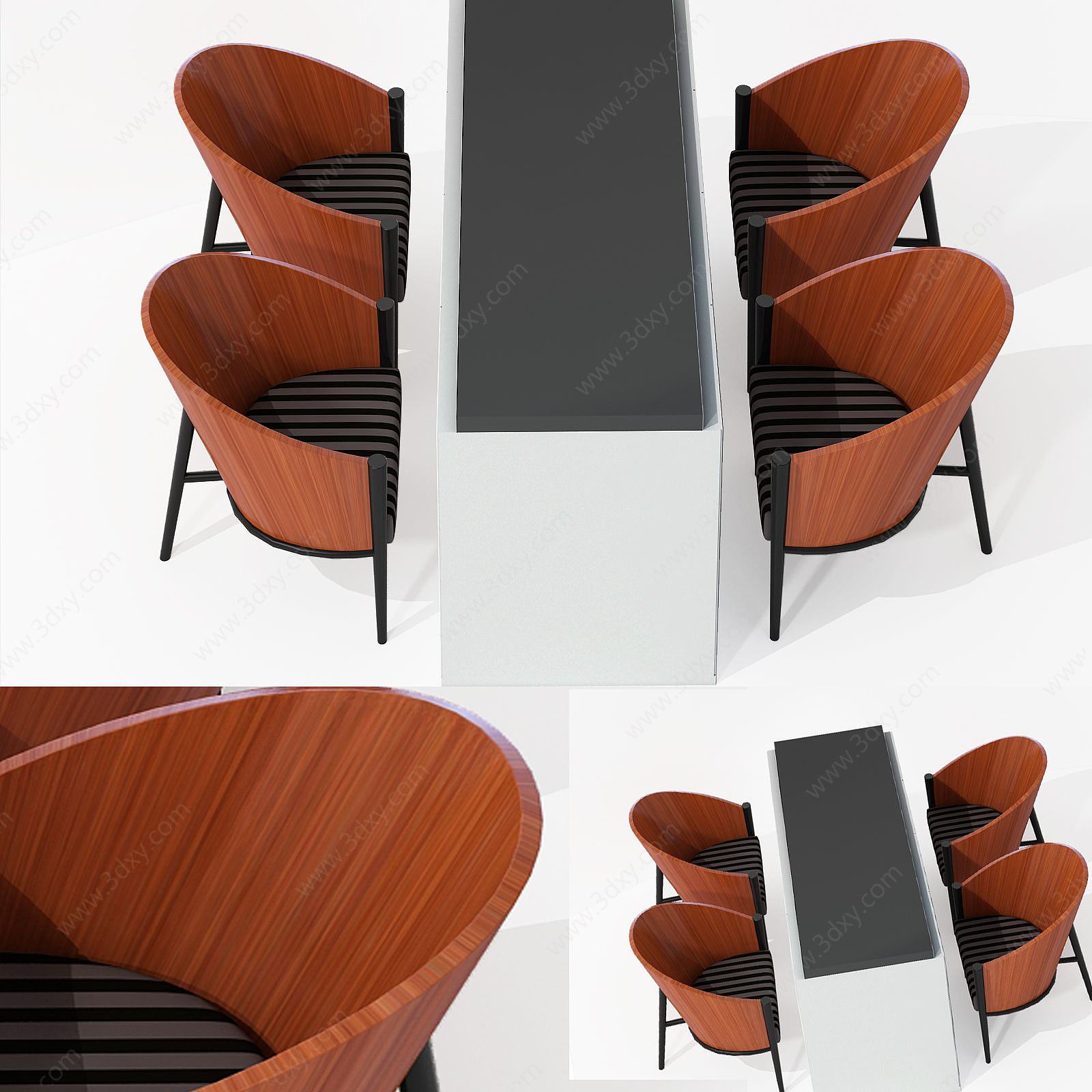 现代柜子式餐桌椅休闲桌椅3D模型