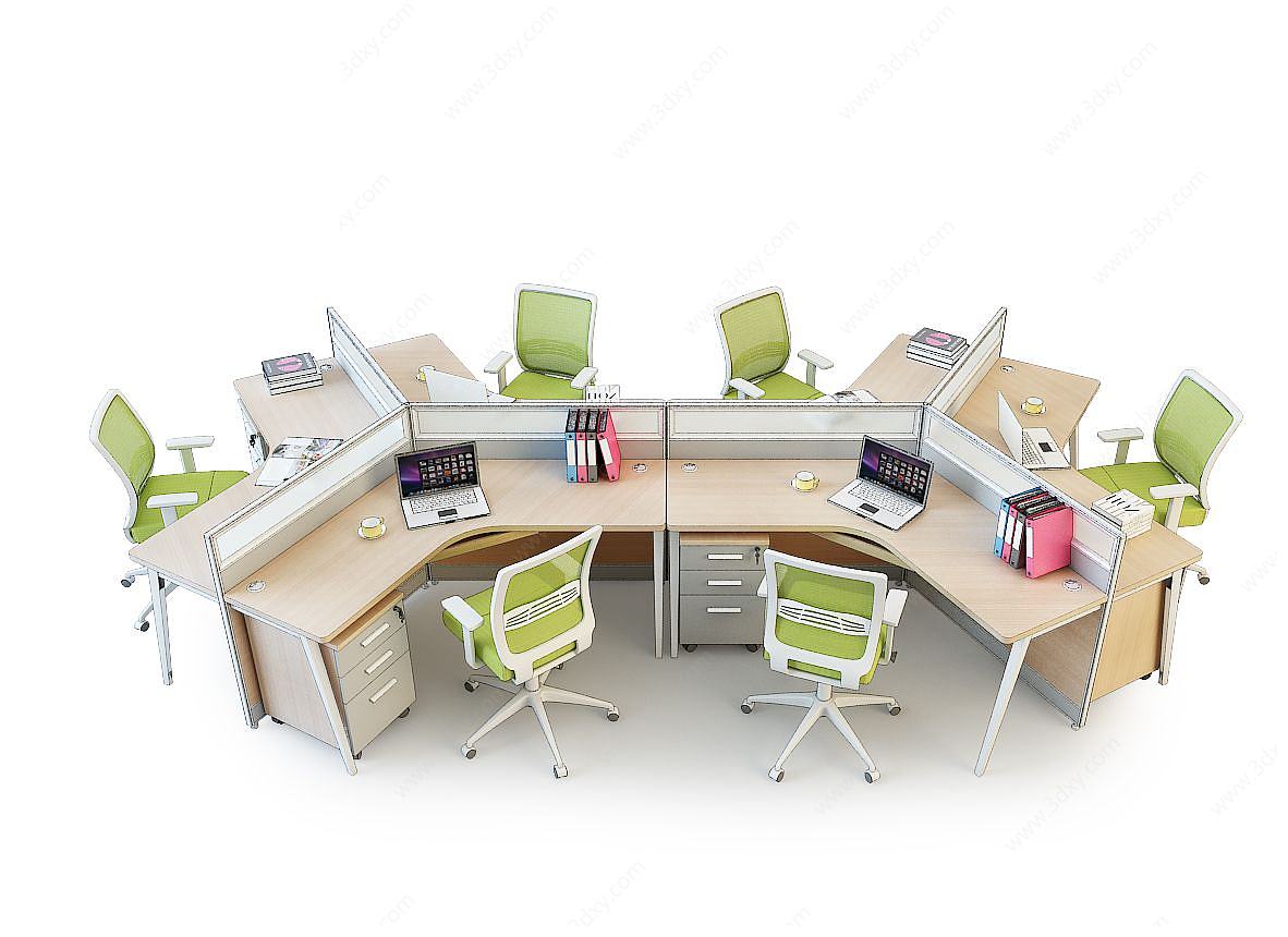 办公桌工位3D模型