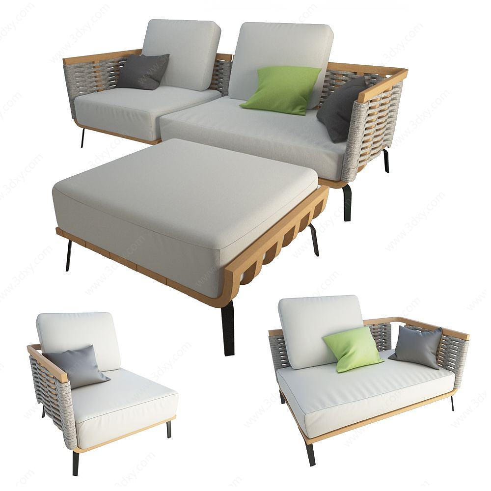 北欧休闲沙发组合3D模型