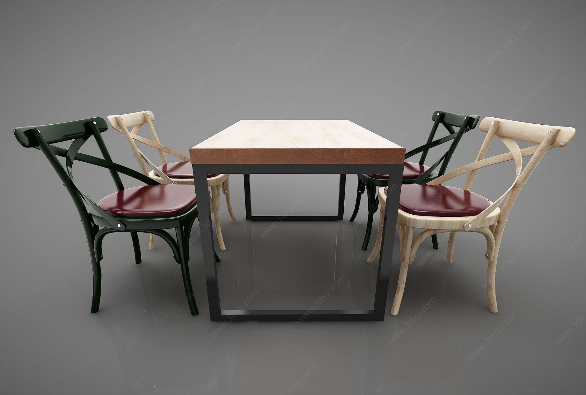餐桌椅金属3D模型