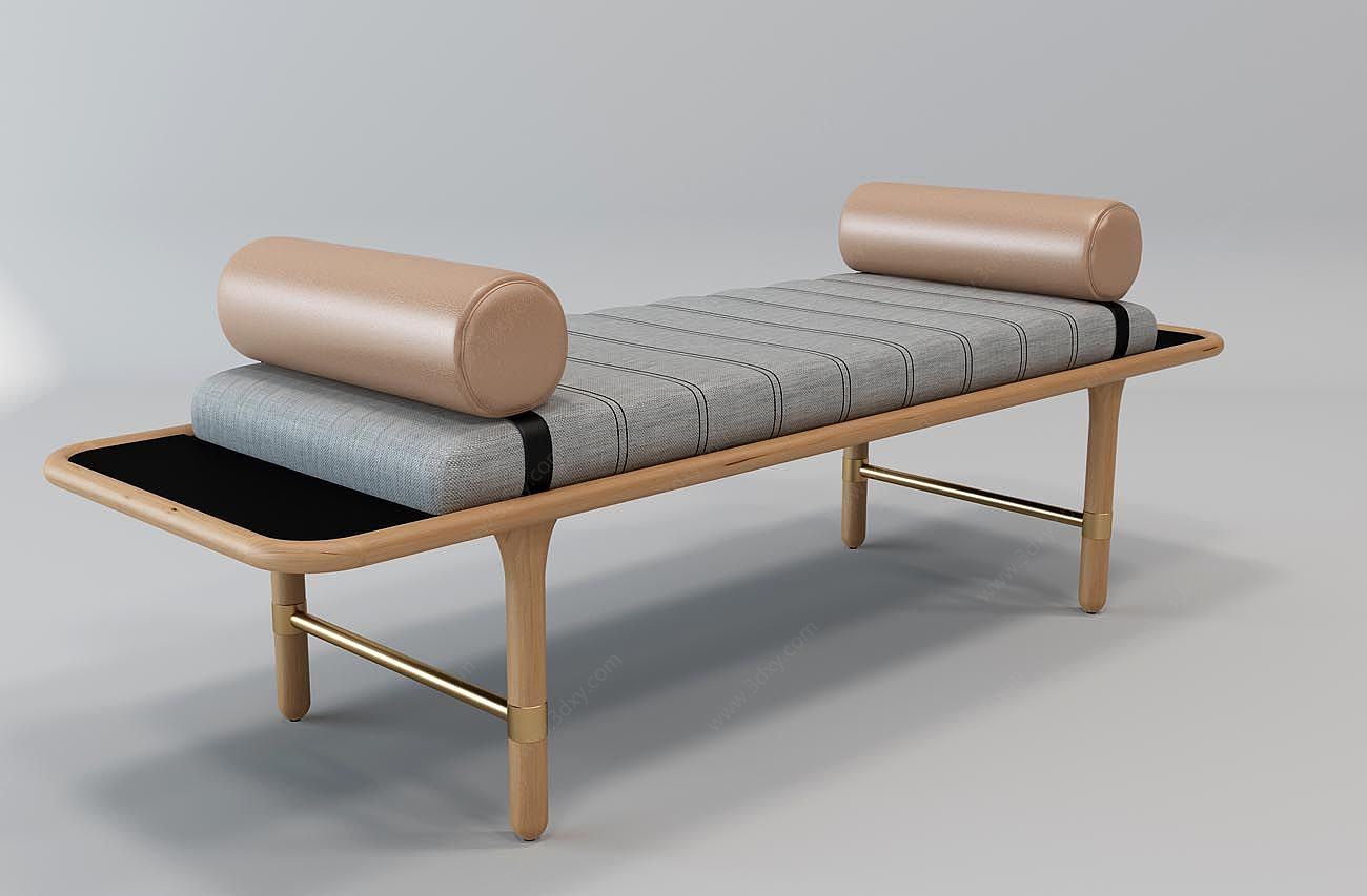 新中式床尾凳3D模型