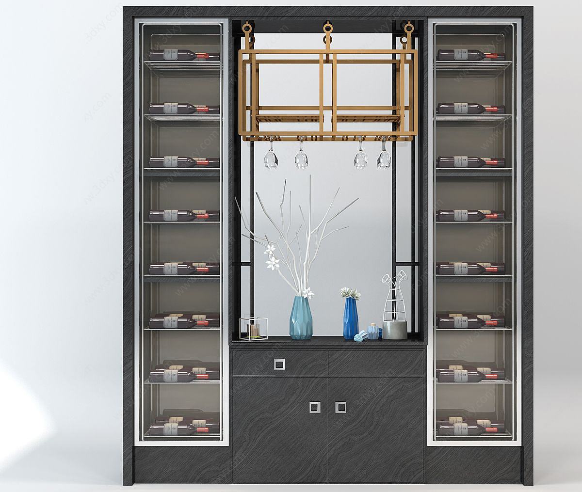新中式酒柜装饰柜3D模型