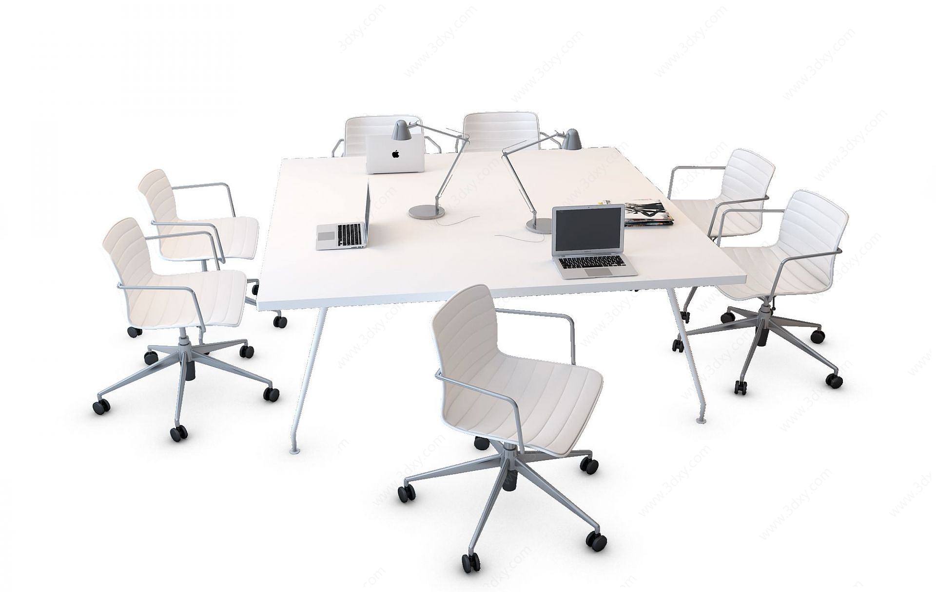 方形办公桌椅3D模型