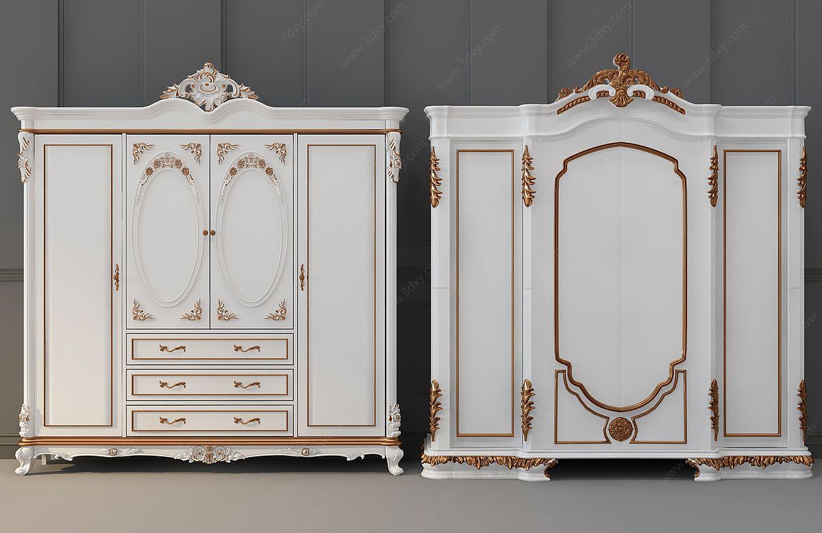 欧式古典法式衣柜3D模型
