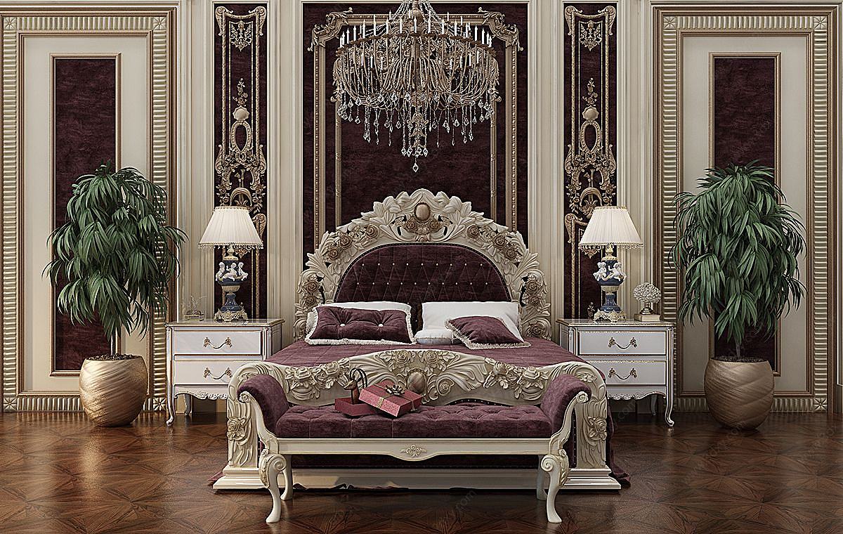 欧式古典法式床3D模型