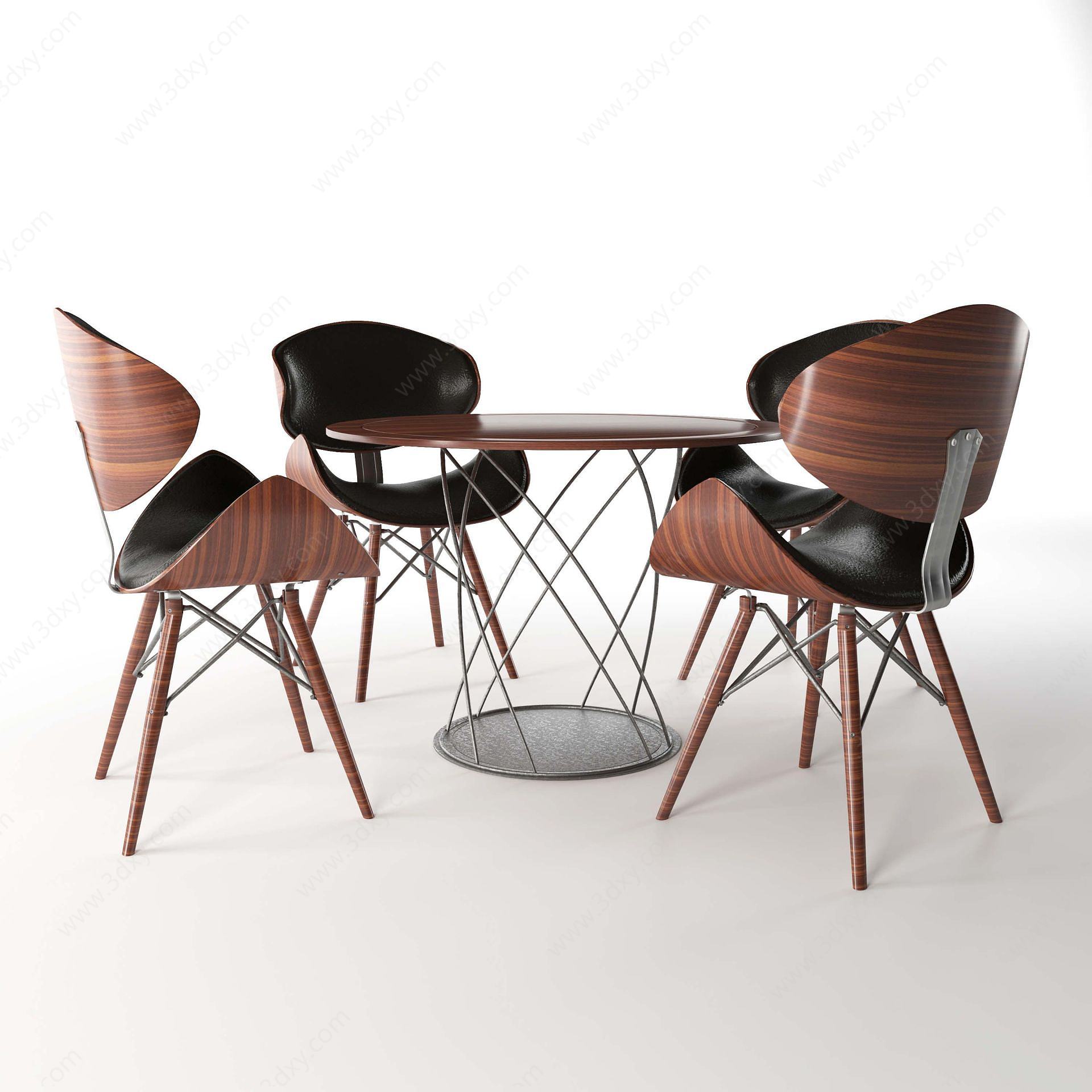 北欧特色休闲餐桌椅组合3D模型