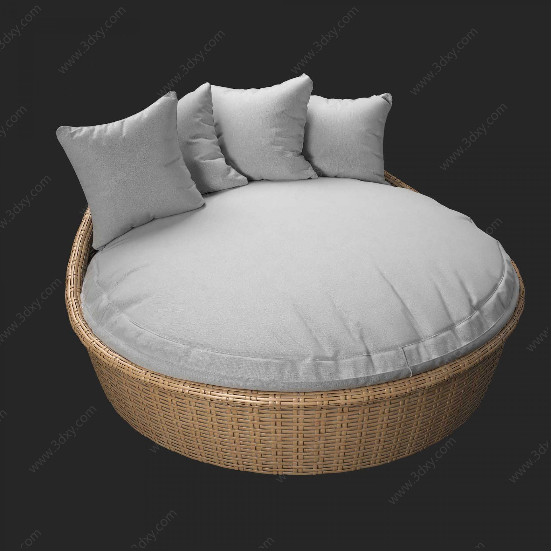 北欧床式圆形沙发3D模型