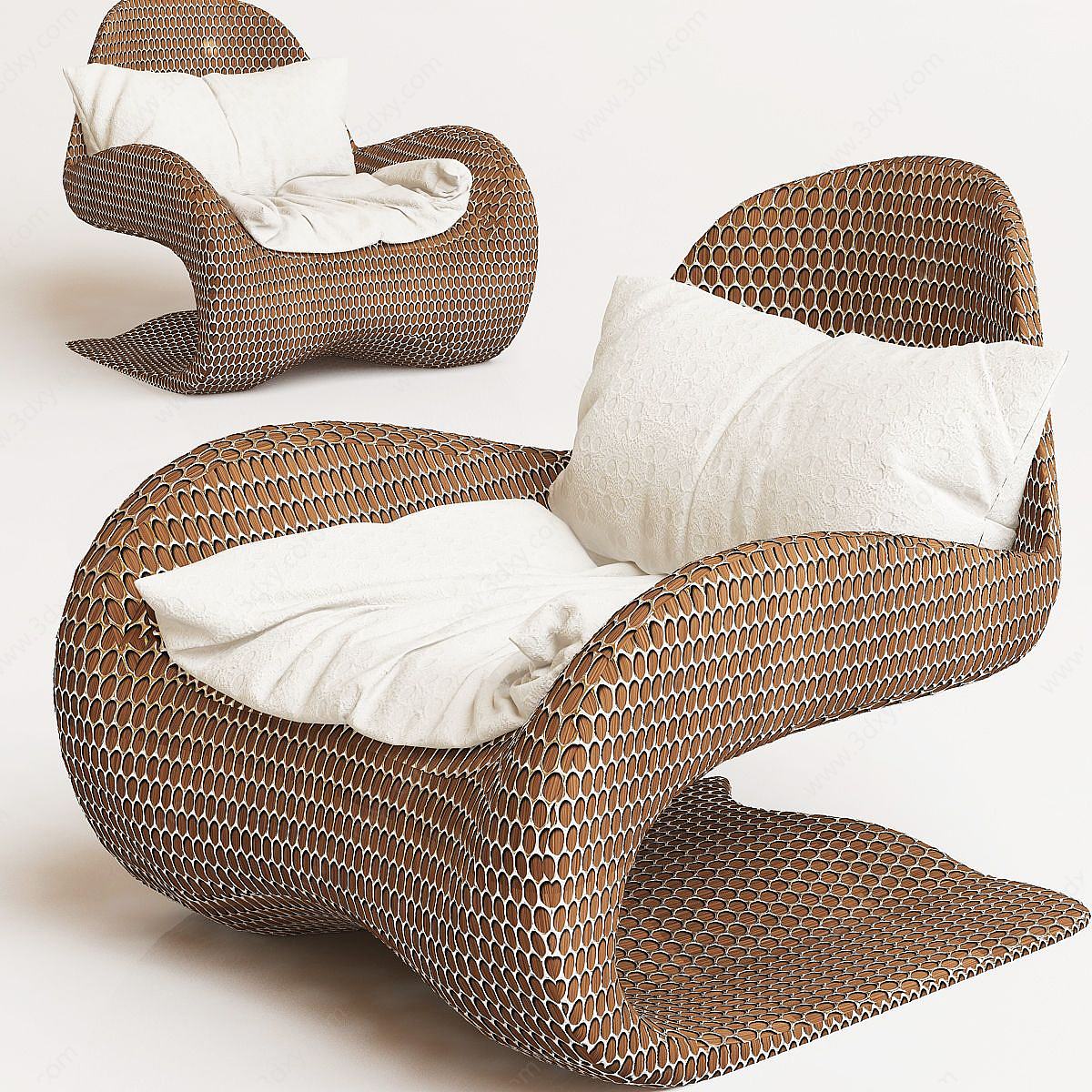 现代不规则时尚休闲单椅3D模型