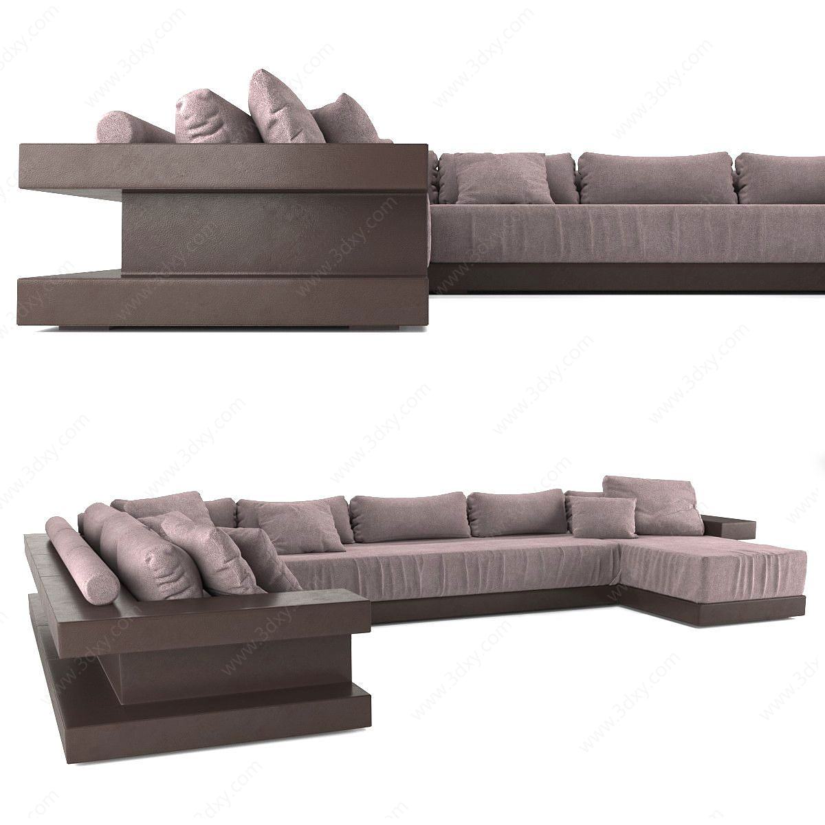 现代L型沙发单人沙发3D模型