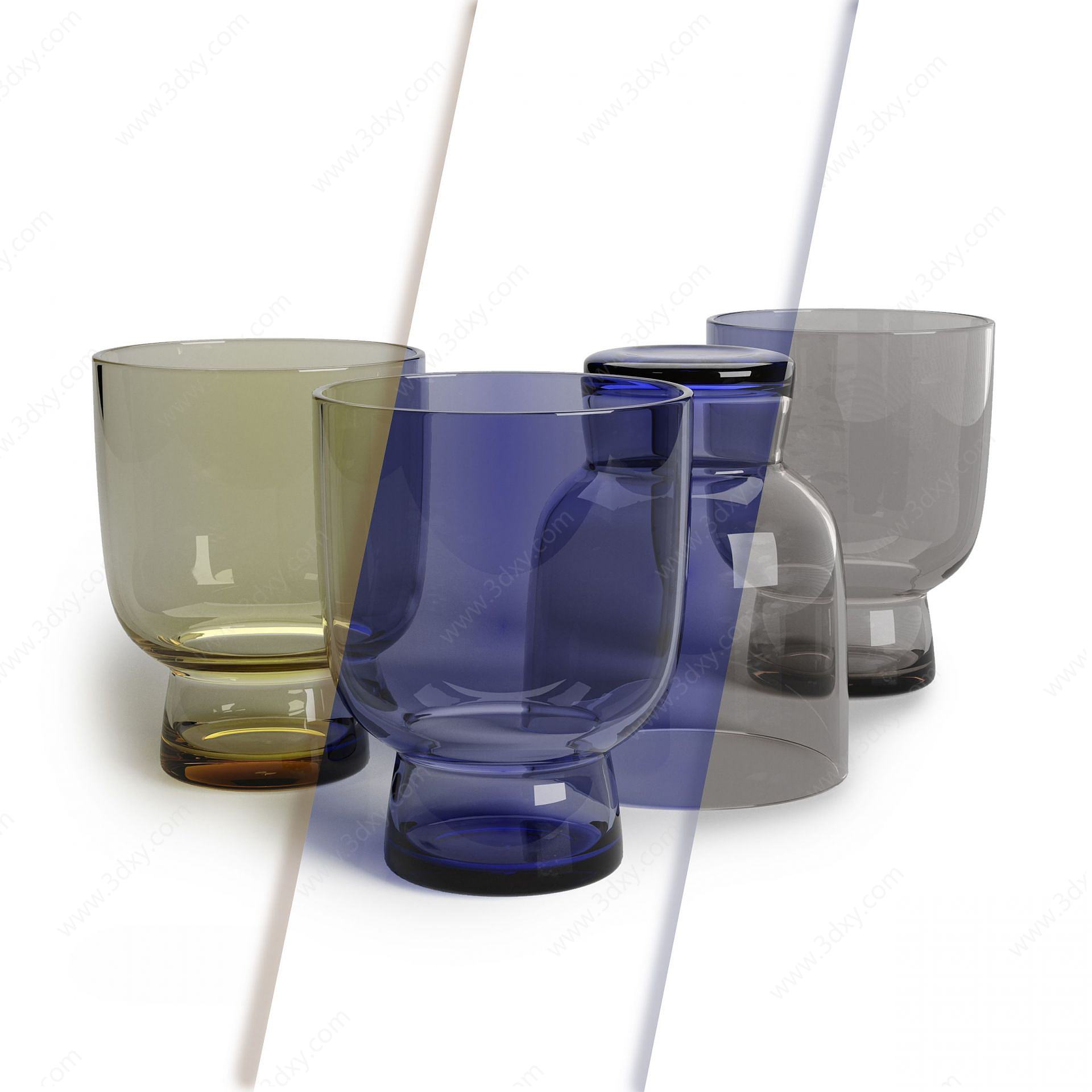现代多彩玻璃杯3D模型