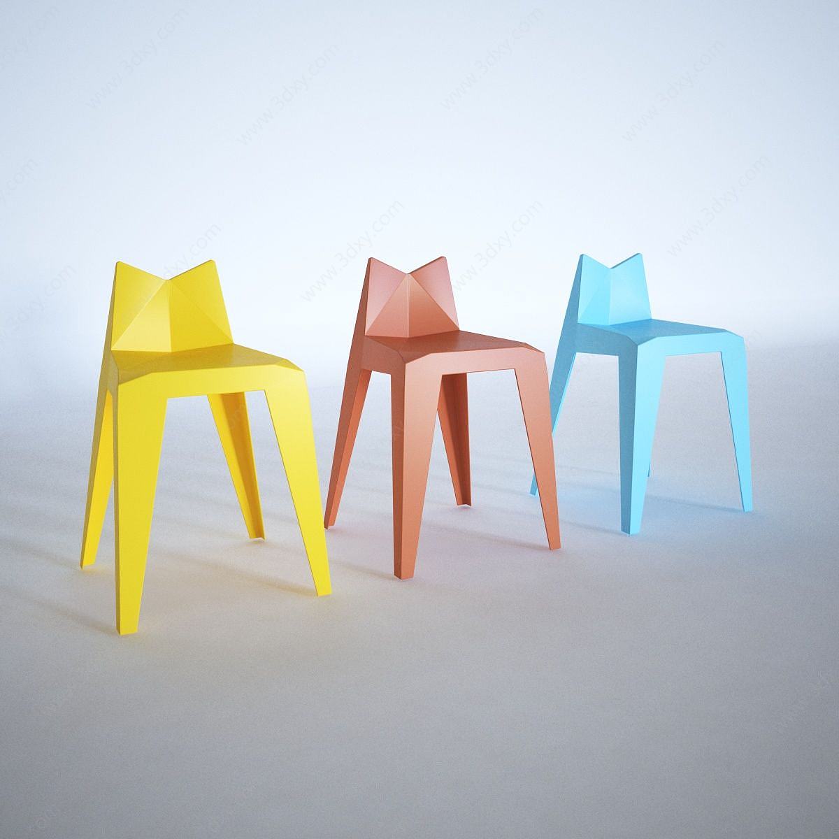 现代糖果色休闲单椅3D模型