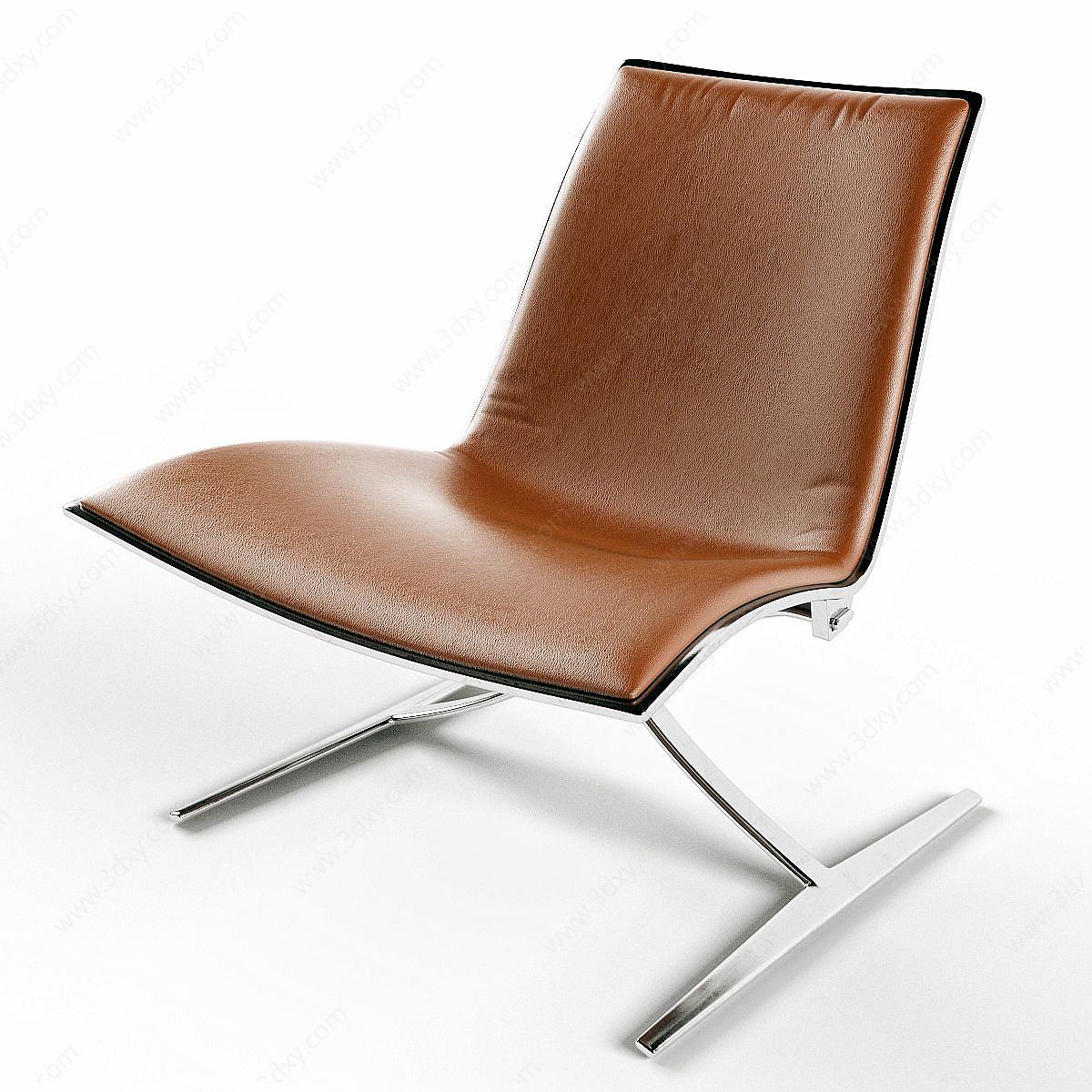 现代真皮休闲椅3D模型