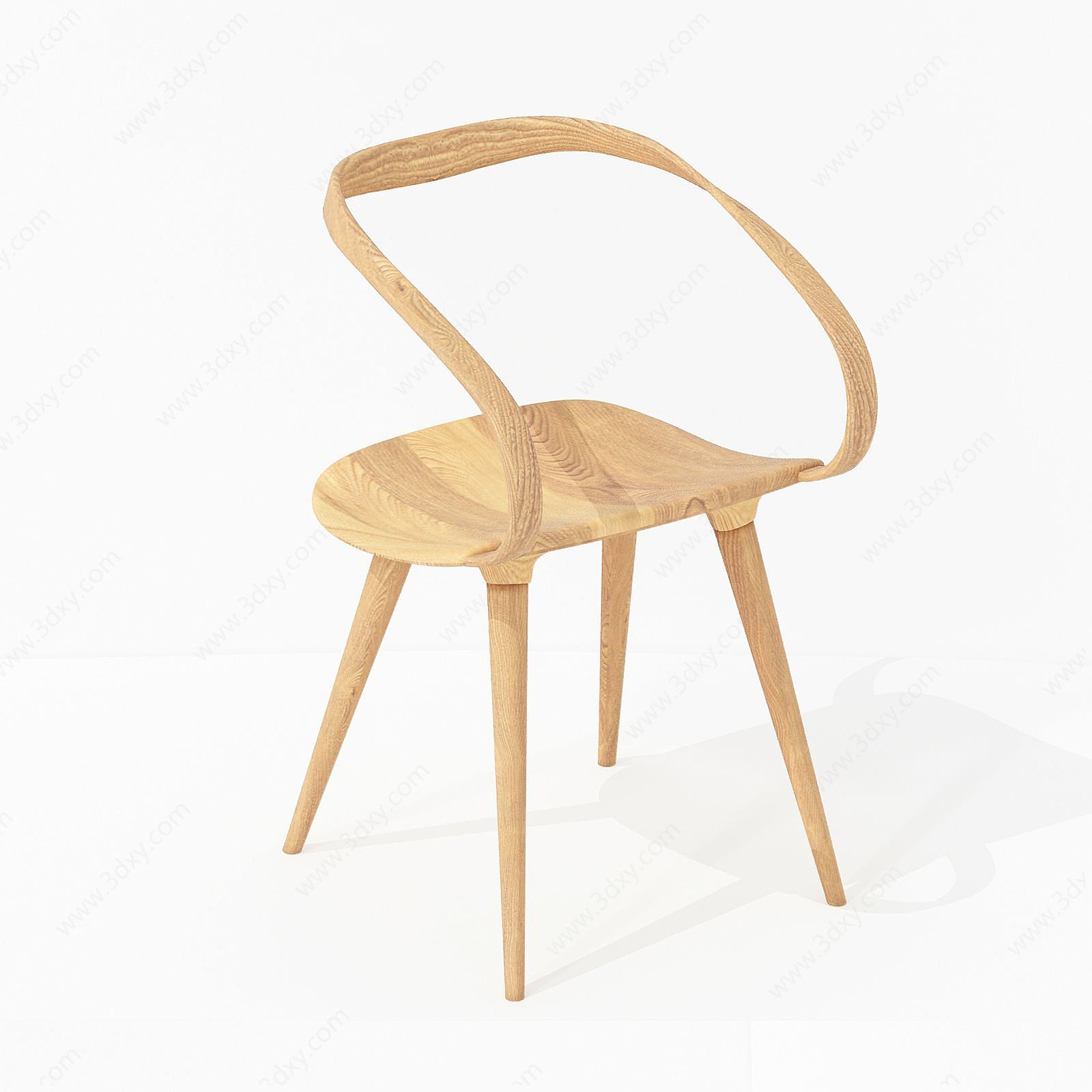 现代实木创意休闲单椅3D模型