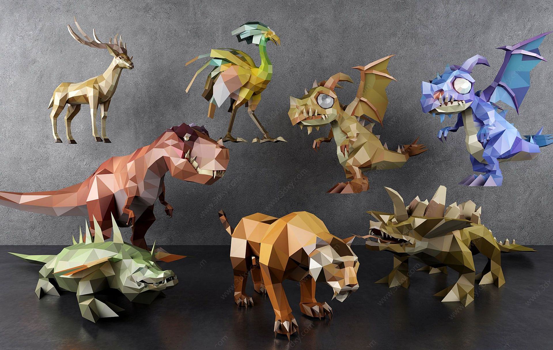几何动物3D模型