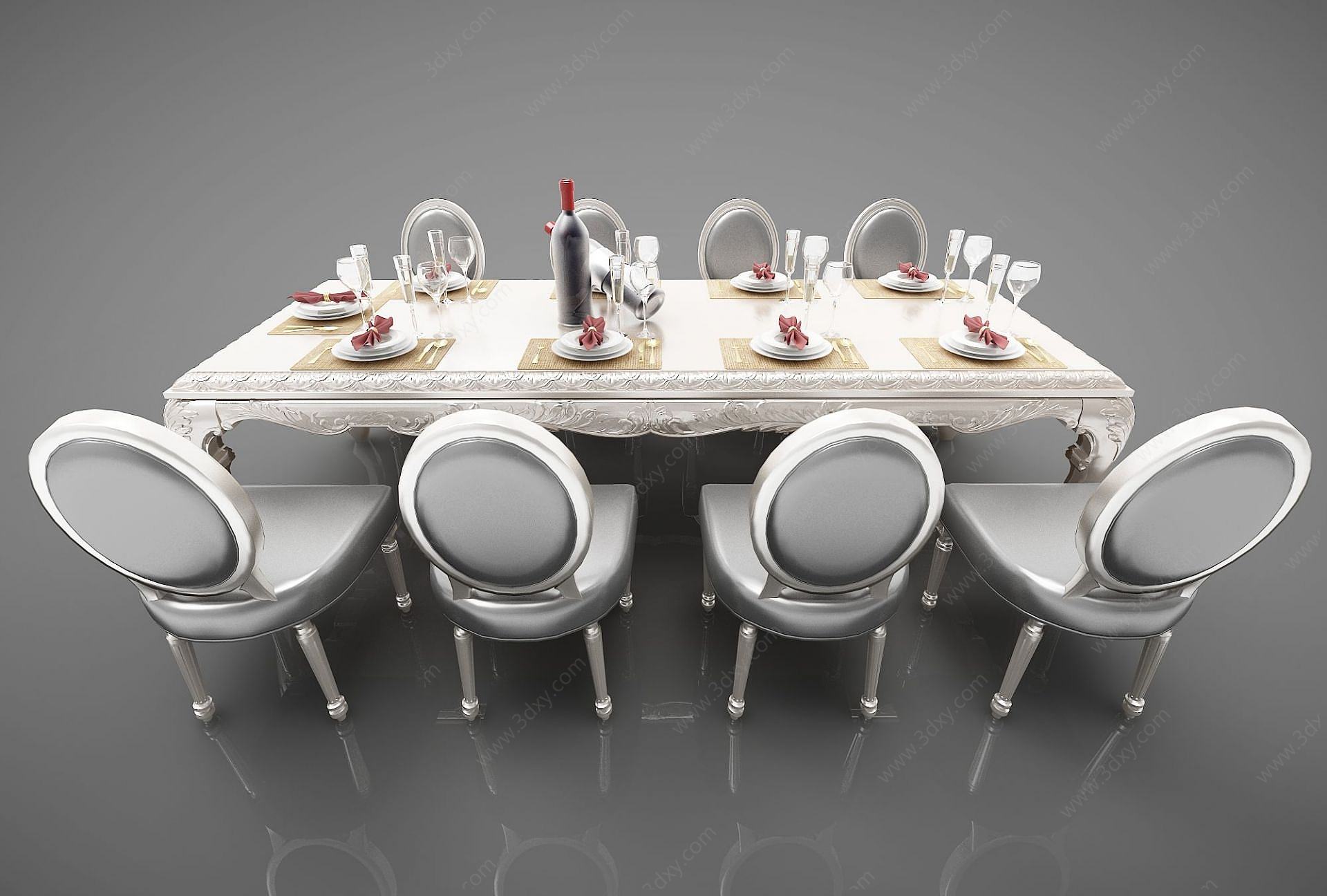 欧式餐桌3D模型