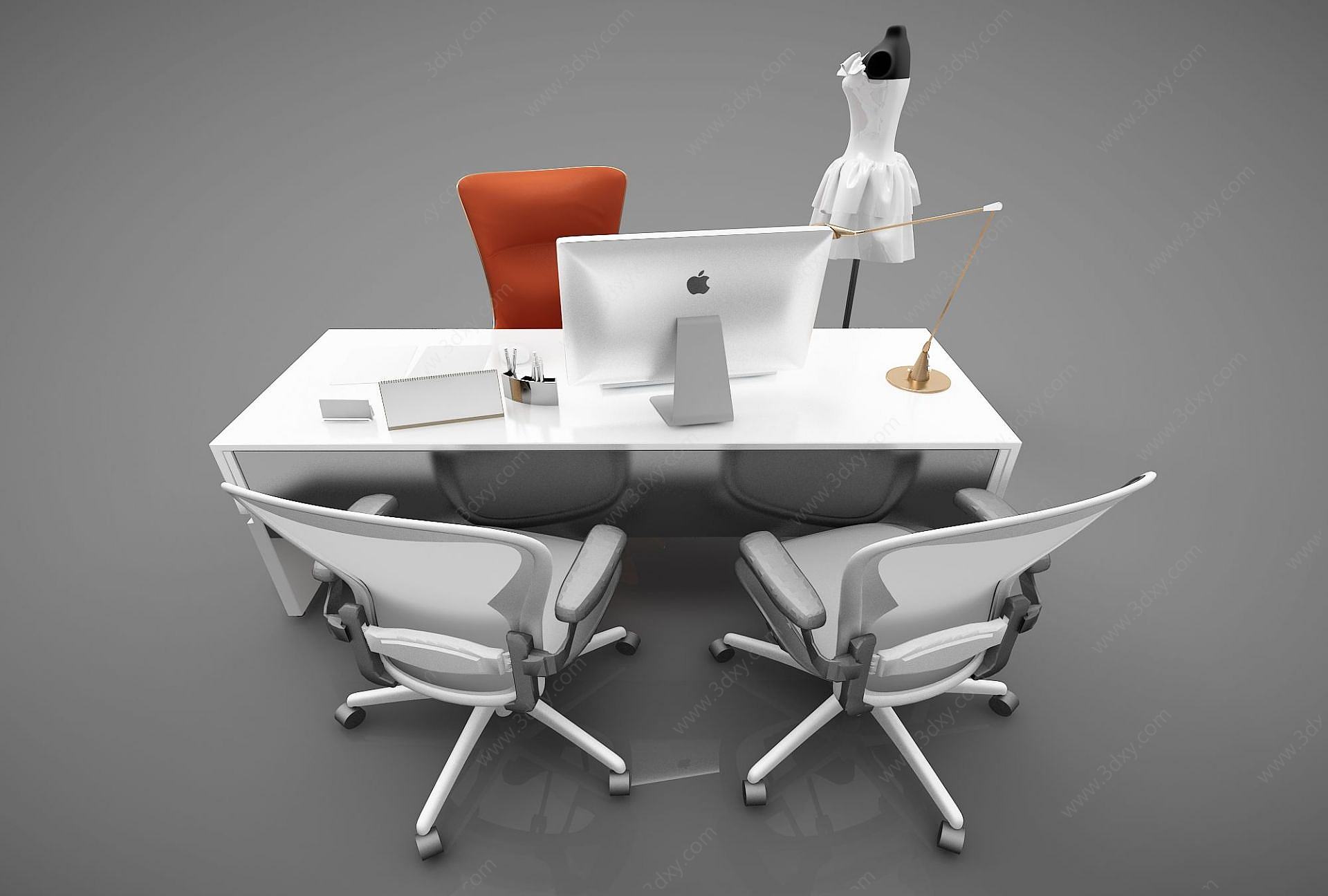 办公桌椅子组合3D模型