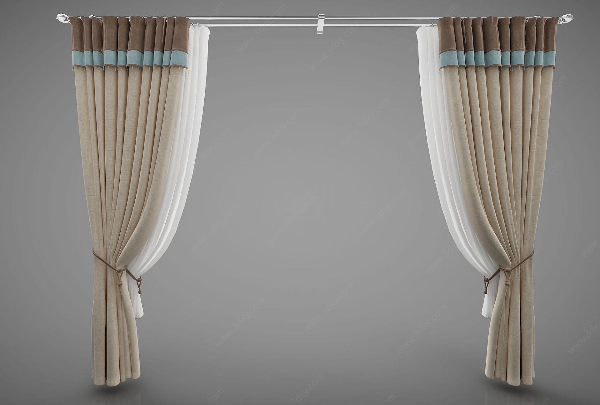 现代窗帘3D模型
