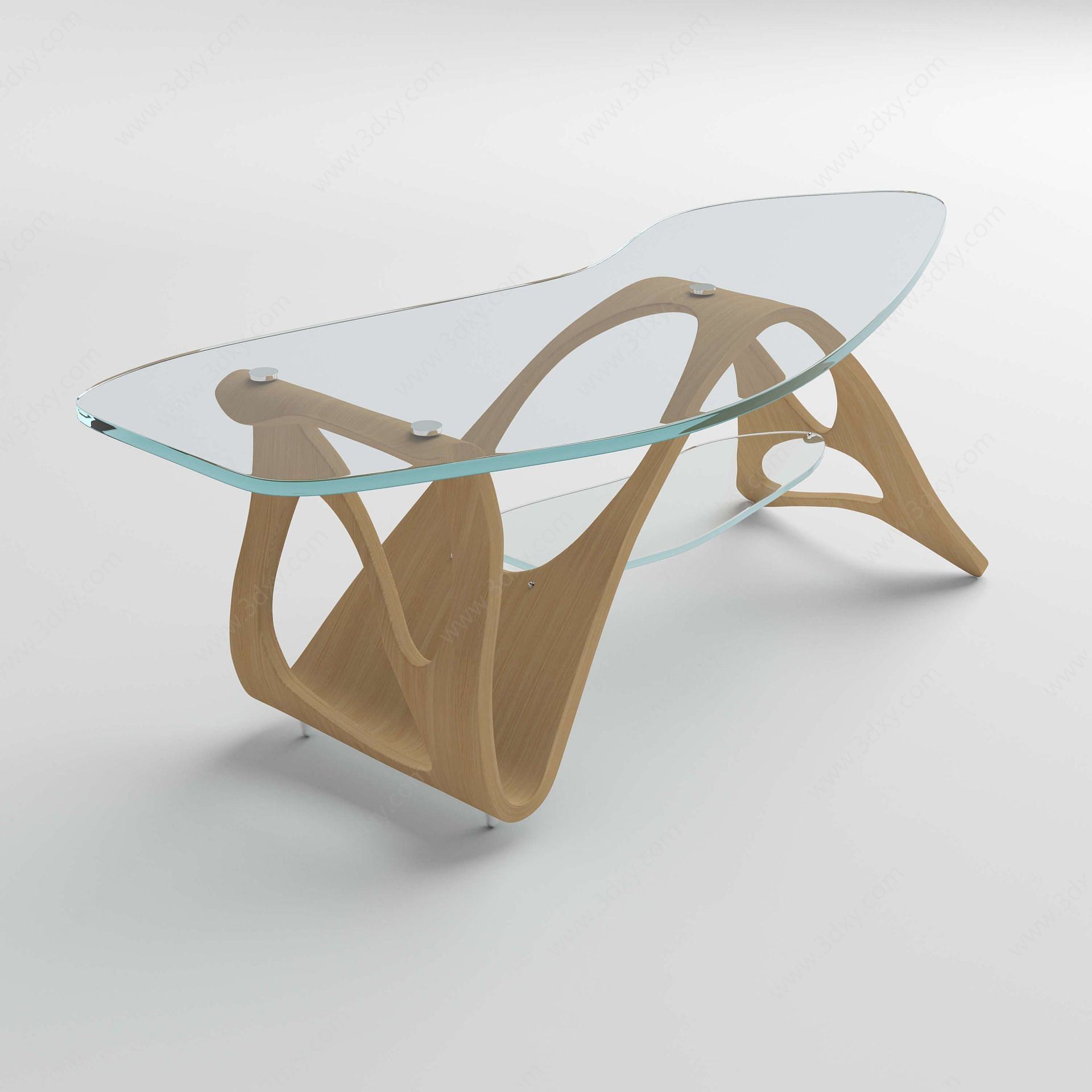 现代玻璃茶几不规则桌脚3D模型