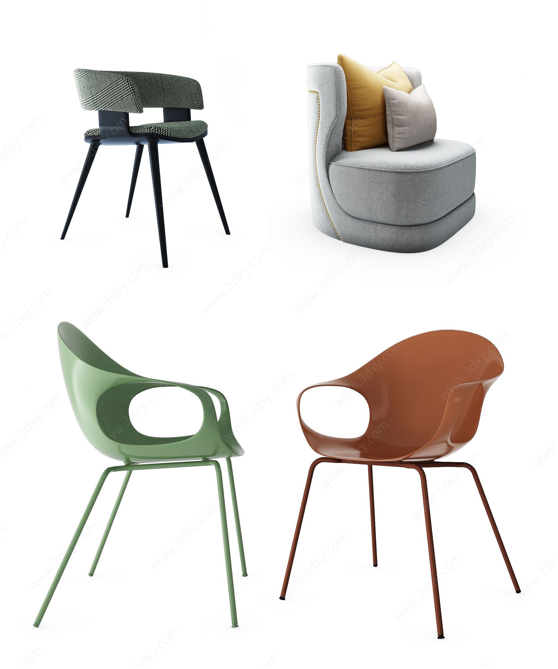 现代椅子沙发组合3D模型