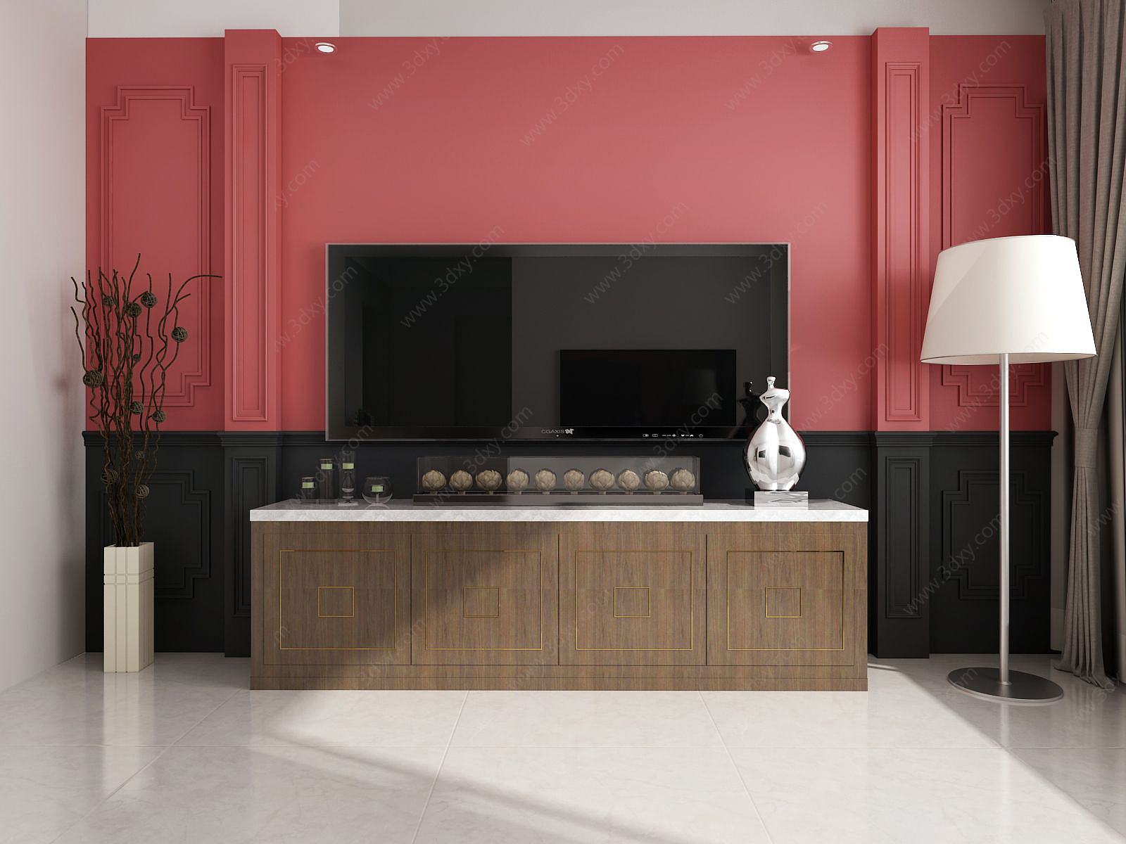 家具组合电视背景墙3D模型