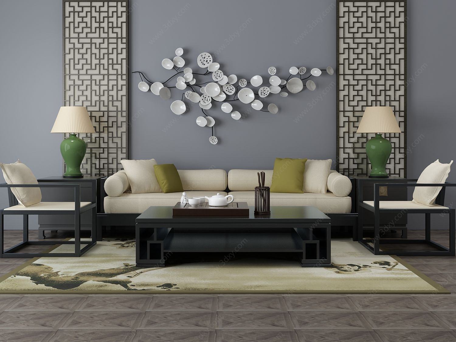 家具组合中式沙发3D模型
