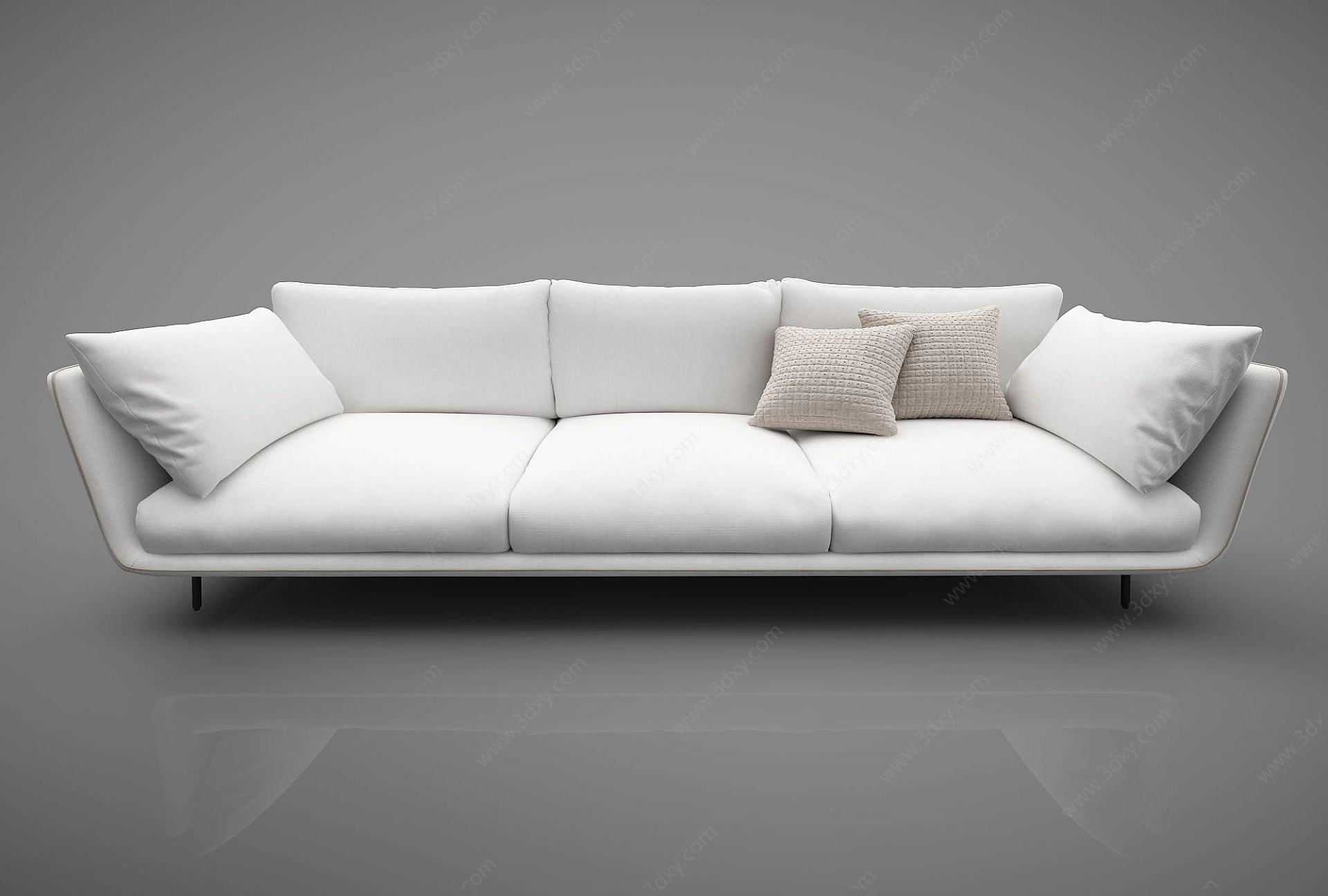 现代亚麻软沙发3D模型
