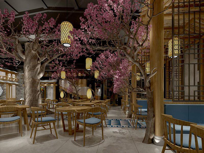 中式个性餐厅3D模型