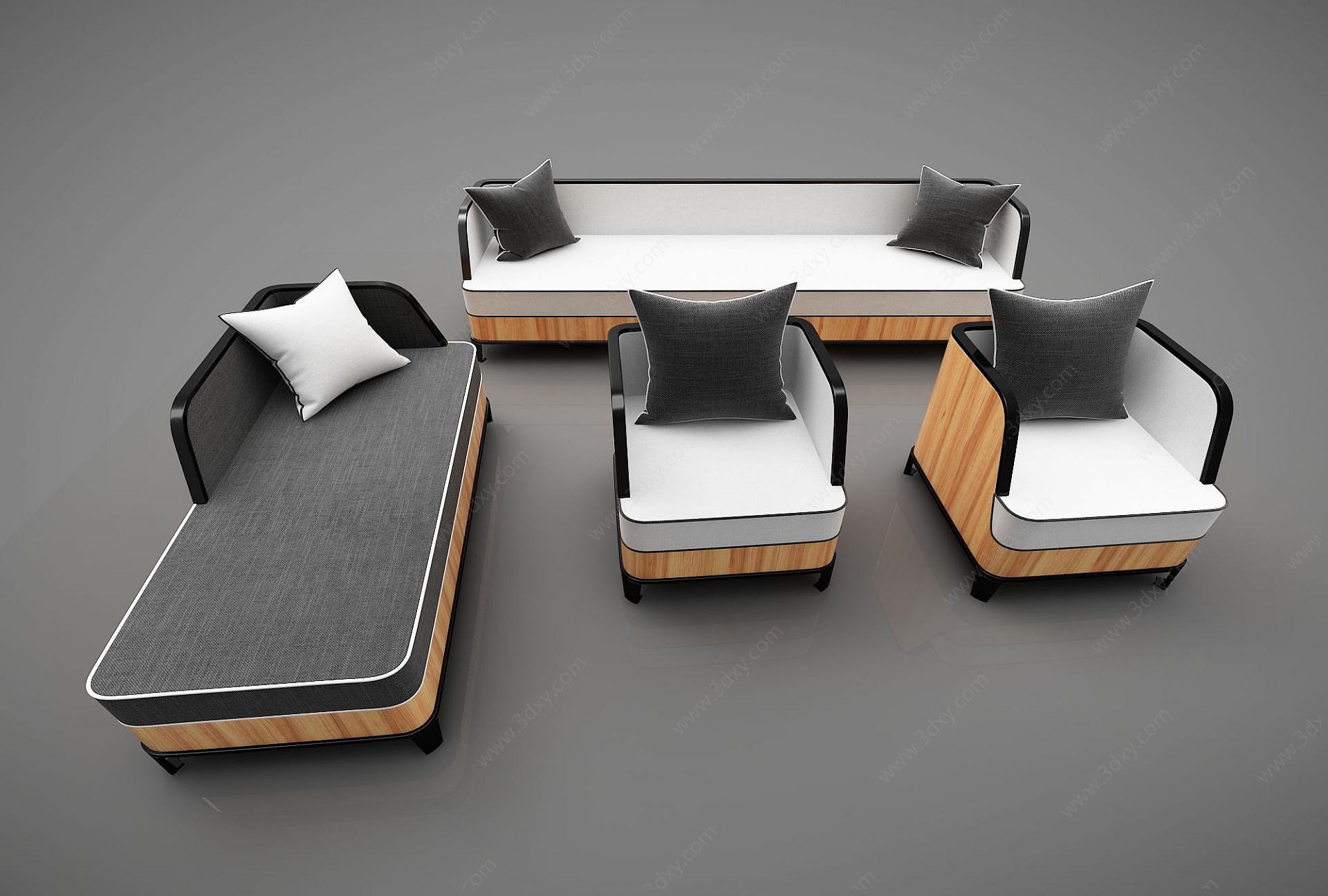 现代单人多人沙发组合3D模型