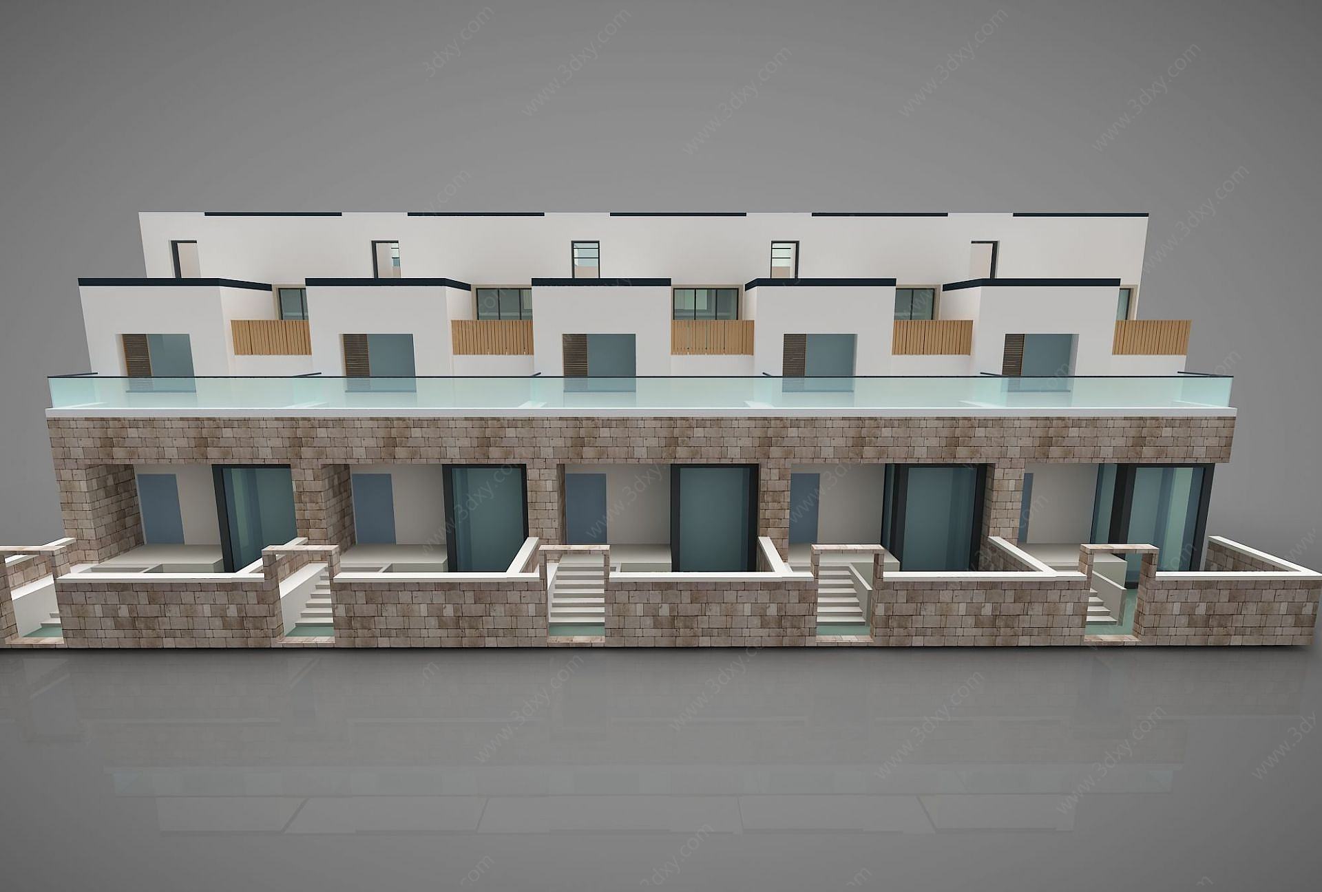 现代联排别墅风格3D模型