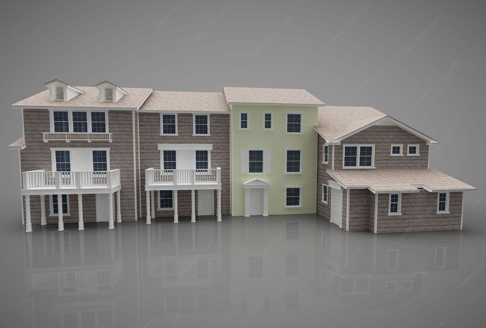 现代别墅群3D模型