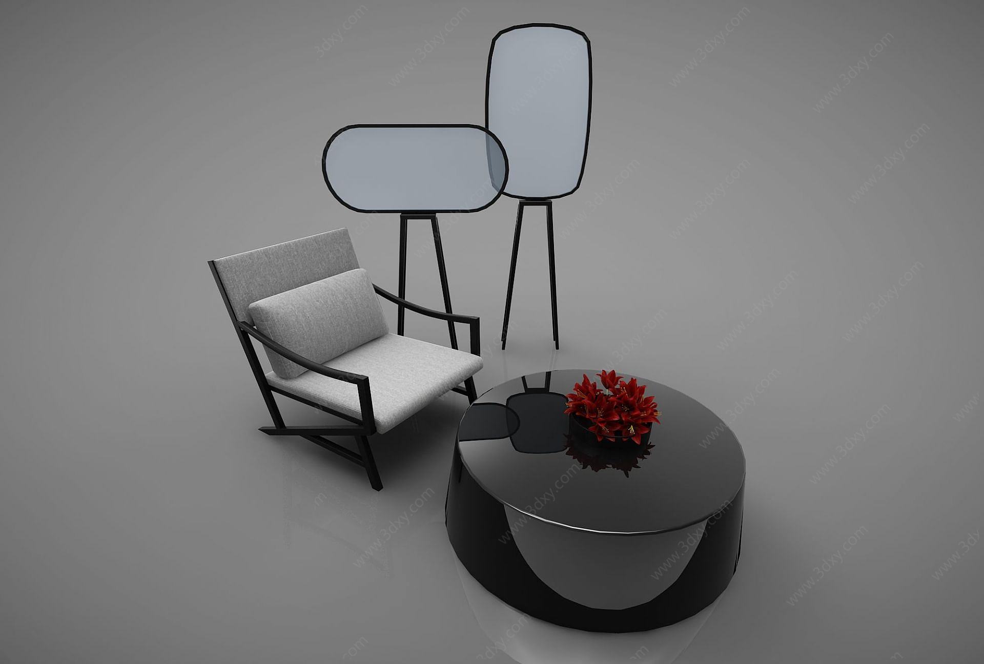 现代桌椅风格3D模型