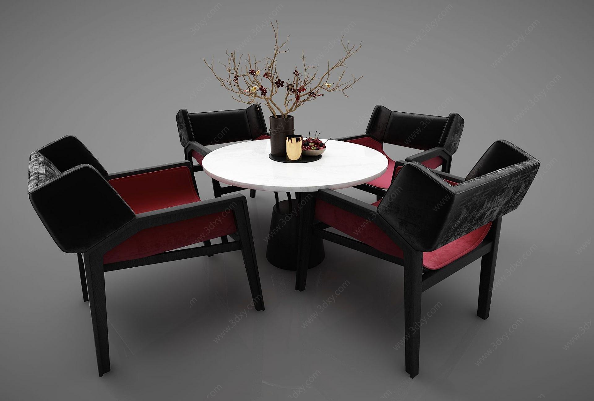 现代桌椅组合3D模型