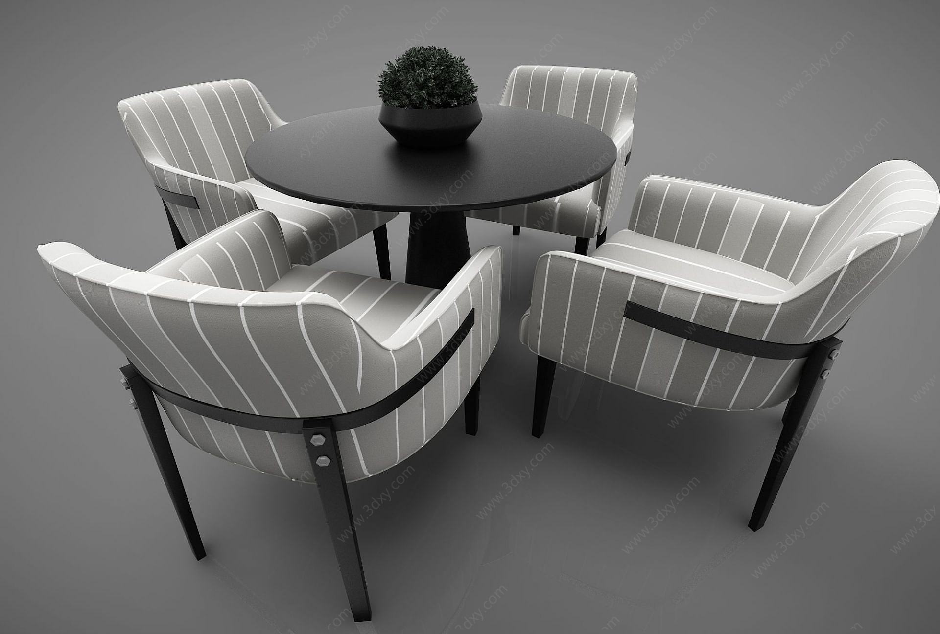 小圆桌带四把沙发椅3D模型
