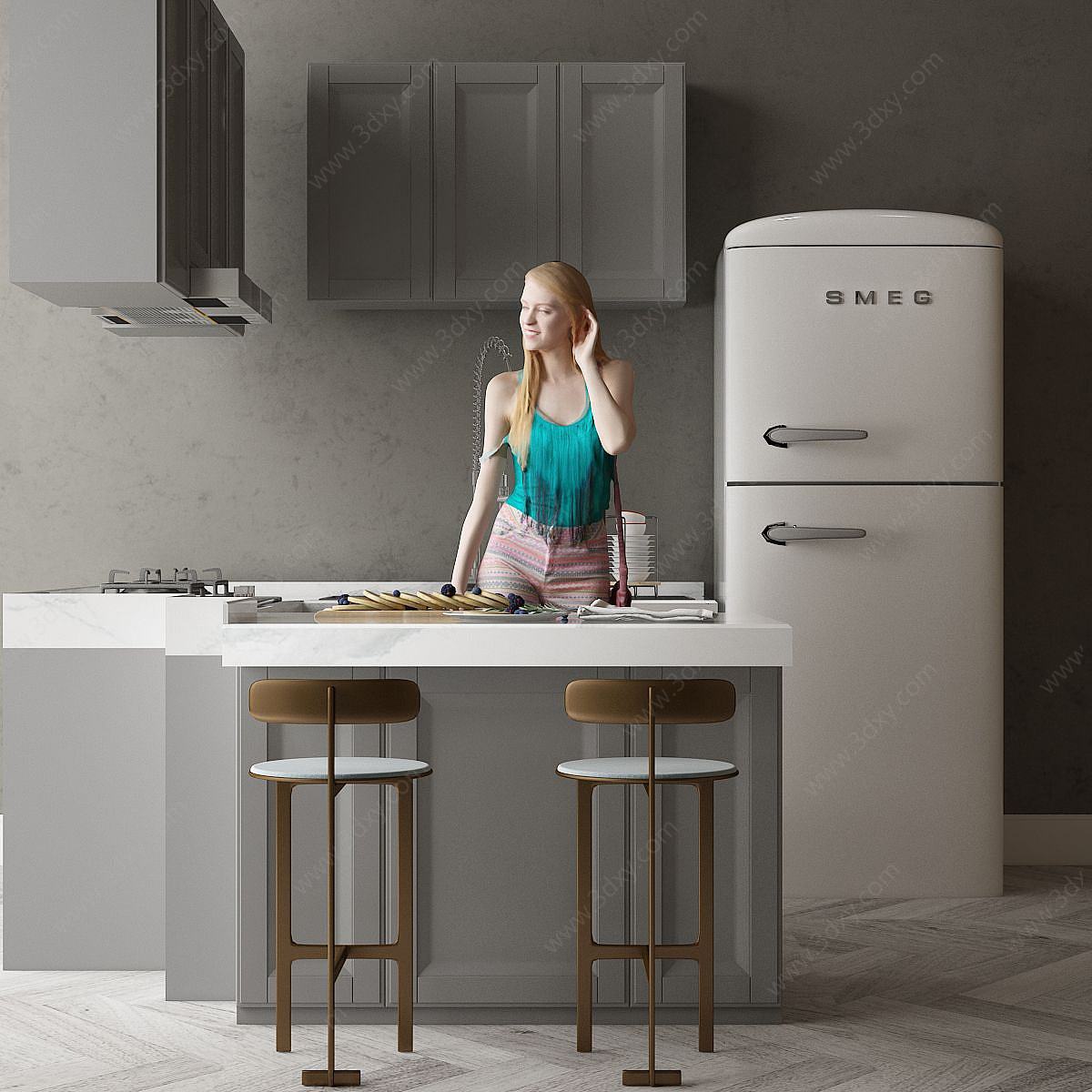 家具饰品组合厨房3D模型