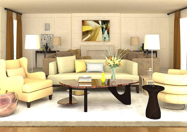 客厅空间3D模型