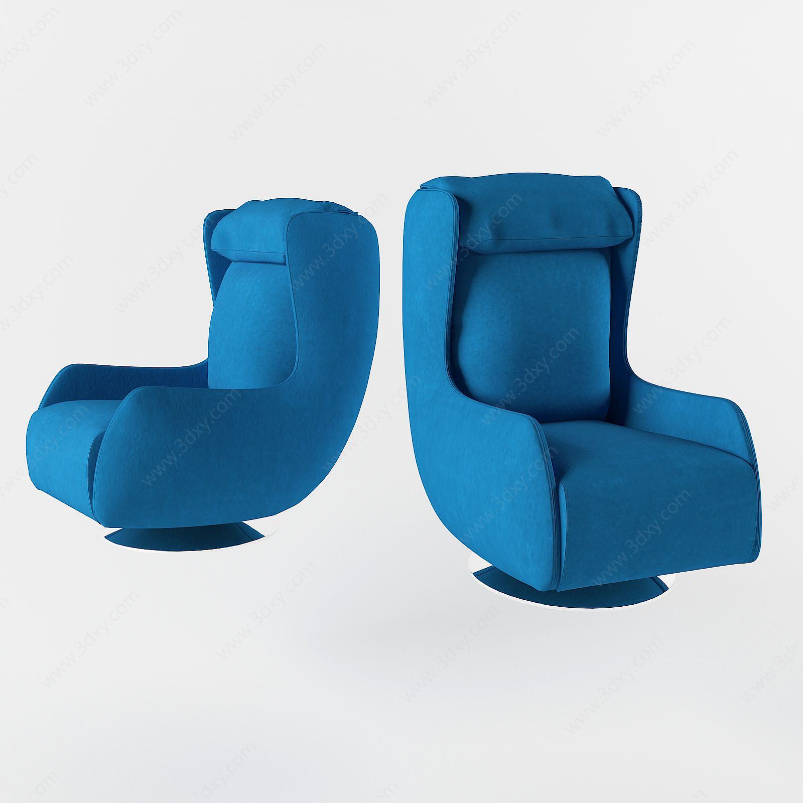 现代休闲靠椅蓝色3D模型