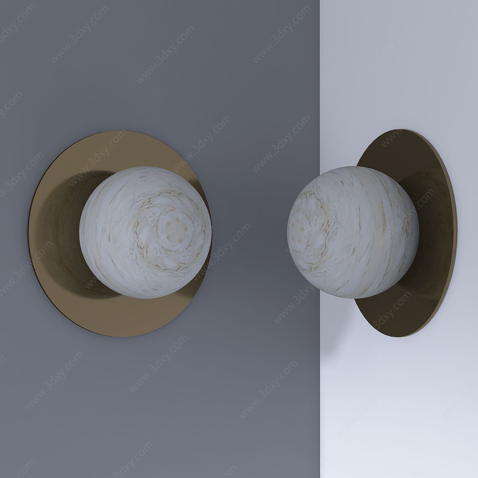 现代圆球壁灯装饰3D模型