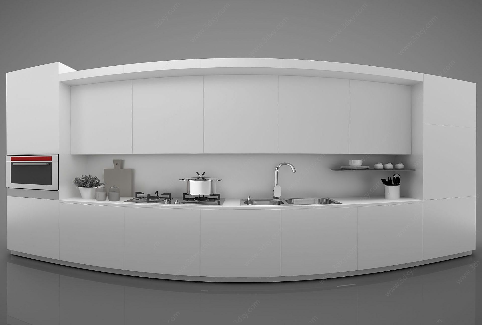 现代风格厨房3D模型