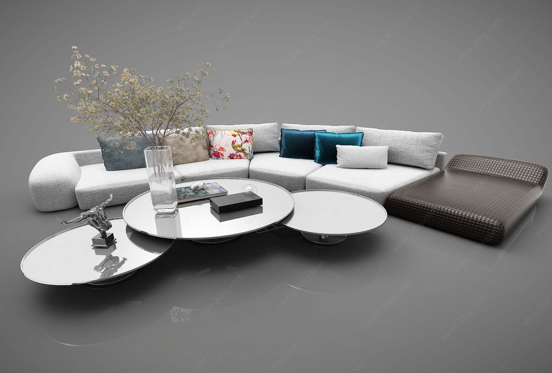 现代风格沙发茶几3D模型